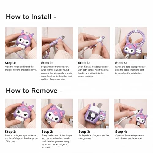 Image of iPhone Charger Case Cover, Purple Bunny, Silicone | Funny Cartoon Character, 18-20W Compatible, 360 Degree Full Protection