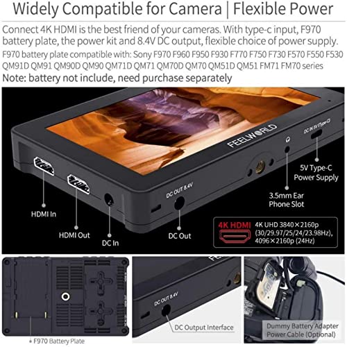 Feelworld F5 Pro V4 +Np-F970 Battery+ Charger+Carry Case 6 Inch Touch Screen Dslr Camera Field Monitor With 3D Lut F970 External Kit Install For Power Wireless Transmission Ips Fhd 1920X1080 4K Hdmi #TOP6
