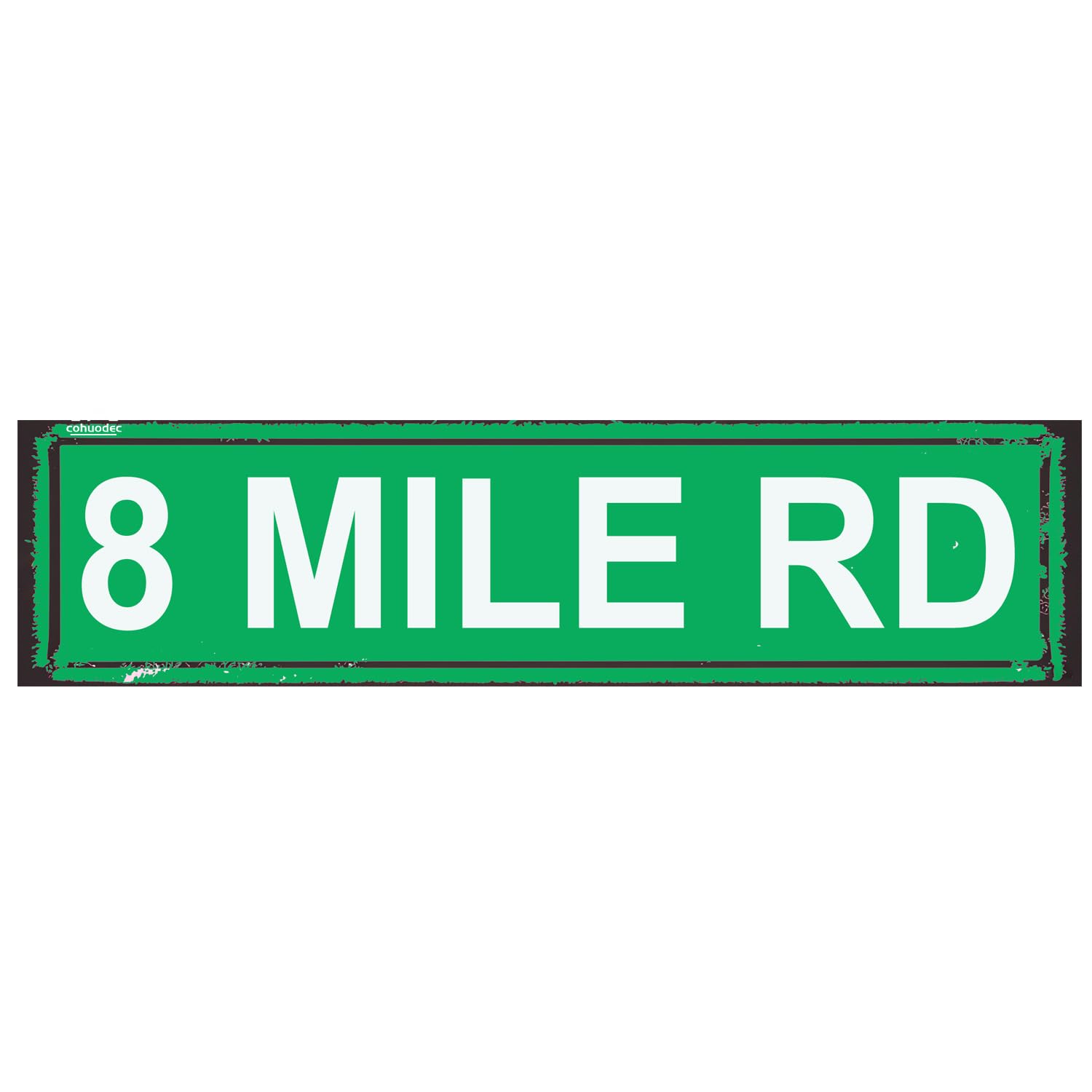 8 MILE RD Decor Rustic Street Metal Sign for Home Patio Garden Bar Farm House Garage Wall Decor Green Tin Signs 4x16 Inch