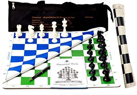 17" Professional Vinyl Chess Set Combo(Fide Standards)- with 2 Extra Queens,Chess Bag, Scorebook & Pen for 4 years and up