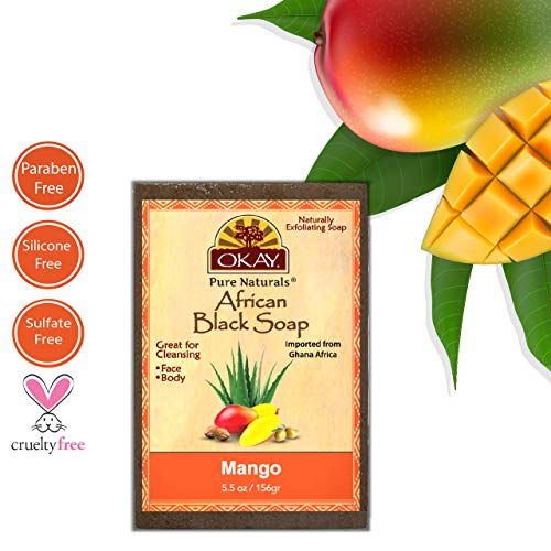 OKAY Pure Naturals AFRICAN BLACK SOAP MANGO 5.5oz / 156gr - Image 5