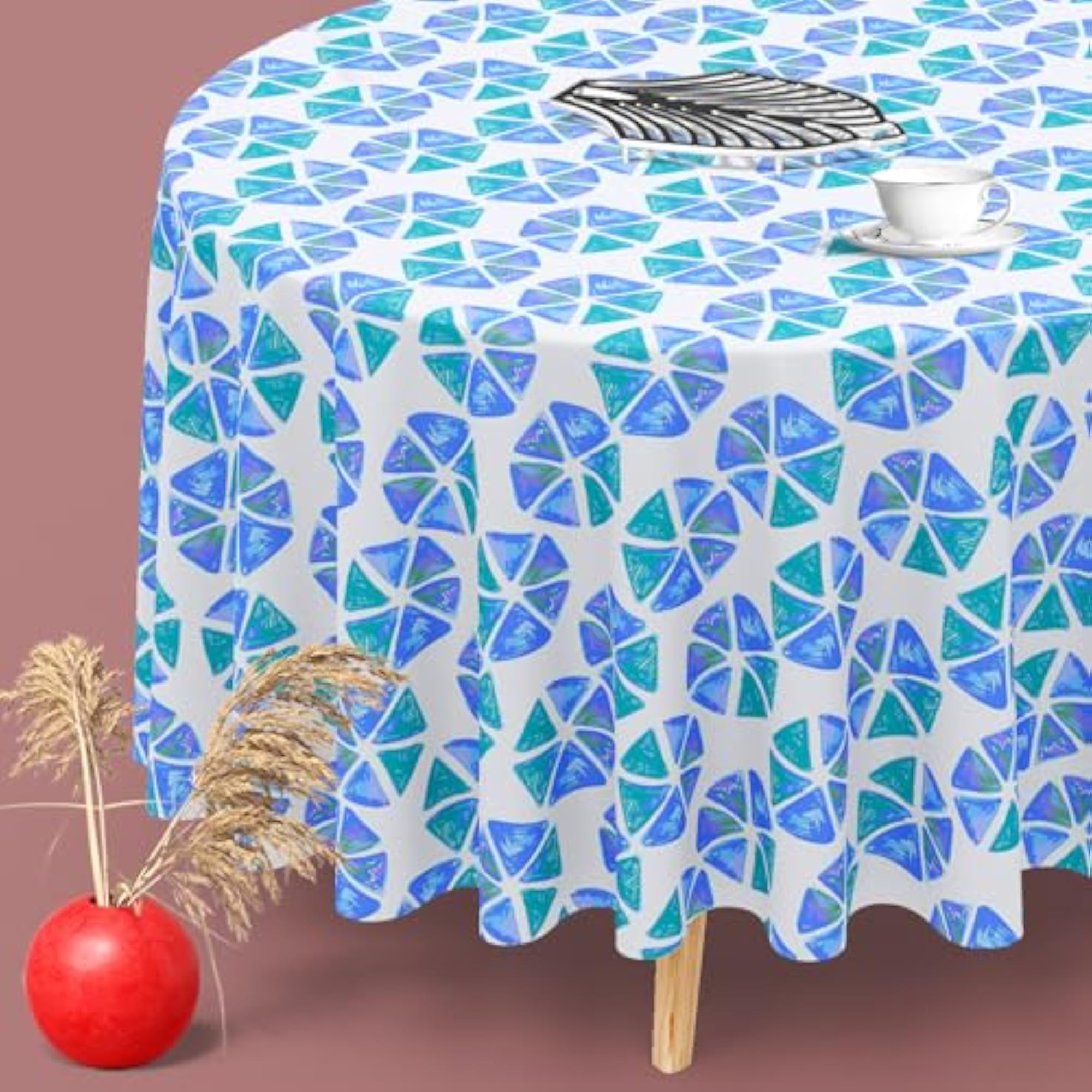 Geometric Pattern Cotton Canvas Table Cloth Cover for Dining