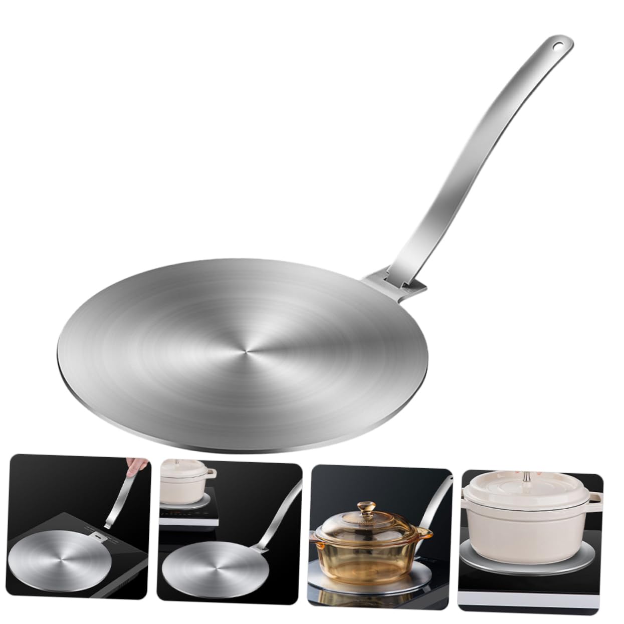 Difusor de Calor para Cocina Inducción y Gas Adaptador de Antiburn y de Limpiar Compatible con Estufas Eléctricas Gas con Mango Extraíble Distribución Uniforme del Calor