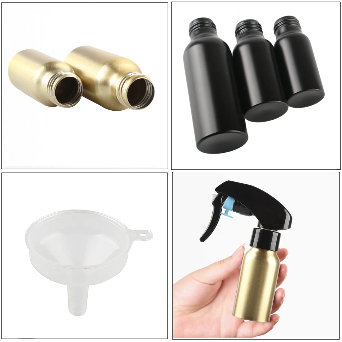 12 Pezzi 30 ml Bottiglie Spray Oro Vuote in Alluminio con Pompa Nera Fine Nebbia Flacone Spray per Giardinaggio, Piante, Fiori, Parrucchiere, Cosmetico, Viaggiare