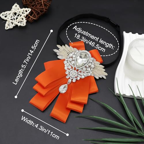 Image of Luckyvestir Womens Mens Bow Tie Ribbon Black Rhinestone Bow Ties Men Large Crystal Bowknot Bowtie for Wedding Party Banquet