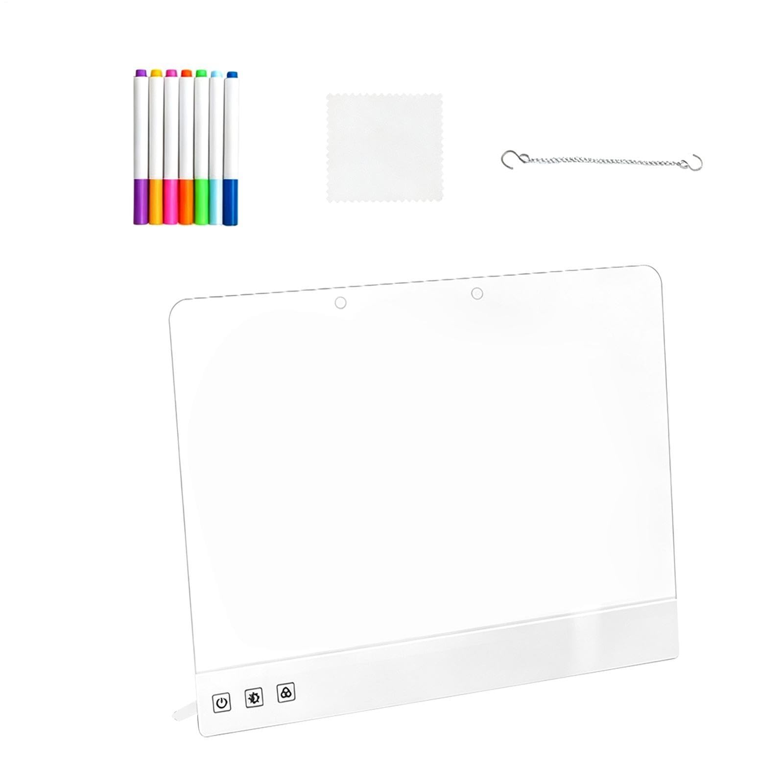 LED-Zeichentafel für Kinder, abwischbar, wiederaufladbar | Leuchttafel mit Filzstiften für Schule, Haus, Auto und kreative Aktivitäten