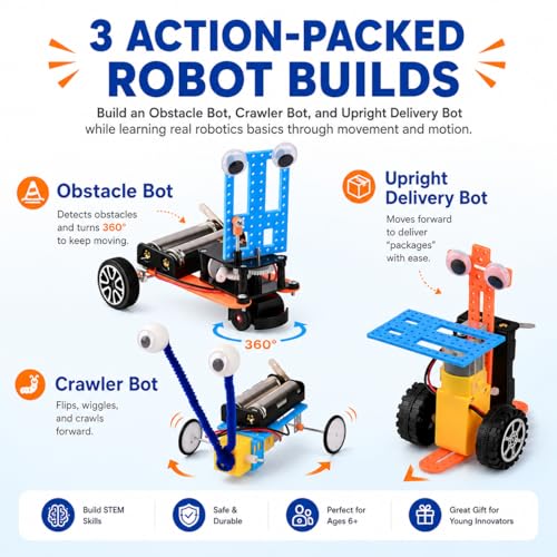 STEM Kits for Kids Ages 6-12, 5-in-1 Robot Building Science Kit for Boys Girls, DIY Robotics Engineering Projects, Educational STEM Toys, Birthday for Kids Age 6 7 8 9 10 11 12 - Image 6