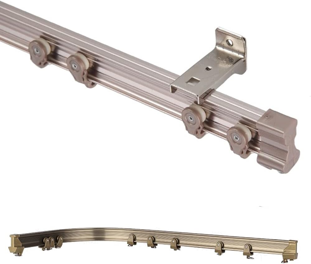 Curtain Rail Track,Curtain Track Aluminum Metal Alloy Bendable Window Tracks Curtain Poles Brown Rails (Color : 200cm ceiling mount)