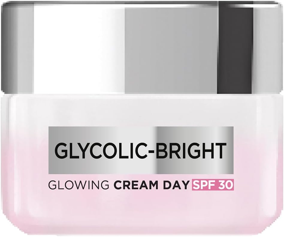 L'Oreal Paris Glycolic Bright Glowing Day Cream, Overnight Brightening Cream, Glycolic Acid in Gel-Like Cream Texture, that Visbily Minimizes Spots & Reveals Glowing skin, 50ml