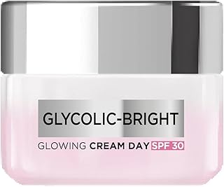 L'Oreal Paris Glycolic Bright Glowing Day Cream, Overnight Brightening Cream, Glycolic Acid in Gel-Like Cream Texture, that Visbily Minimizes Spots & Reveals Glowing skin, 50ml