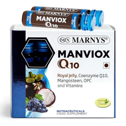 Image of Marnys Manviox Q10 | Premium Antioxidant, anti-ageing and fertility support supplement for both men & women with Co-enzyme Q10, Royal Jelly,vitamins, folic acid & Biotin| 10 drinkable vials