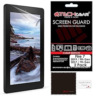 TECHGEAR [Pack of 2] Screen Protectors for Previous Amazon Fire 7" (2019 / 9th Generation & 2017 / 7th Gen.) Clear Lcd Screen Protector Covers for Fire 7 & Fire Kids Edition 7" 2019/2017