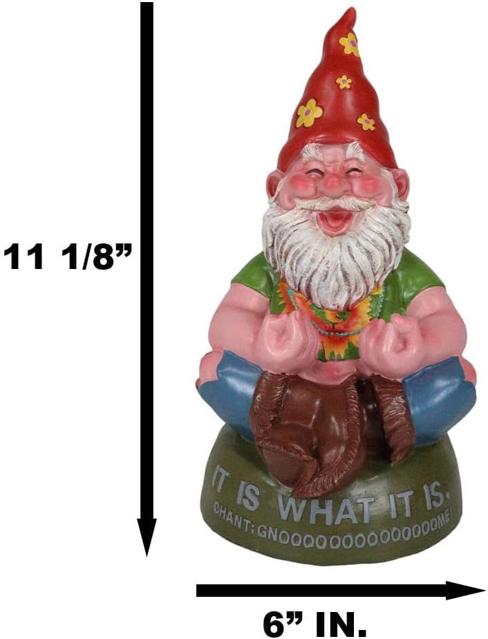 Ebros Gift Highly Content Meditating World Peace Hippie Garden Gnome Statue As Collectible of Hipster Happy Gnomes Perfect for Home Patio Poolside Decor Figurine