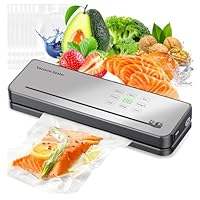 Macchina Sottovuoto Alimenti, 8 in 1 Per il Controllo Della Temperatura Degli, Taglierina Integrata e Indicatore LED Visibile Per Mantenere la Freschezza di Alimenti Secchi e Umidi con 10 Borsa