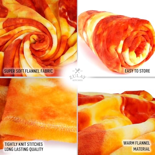 Image of Zulay Kitchen Pepperoni Pizza Blanket - Novelty Big Pizza Throw for Adults and Kids - Premium Soft Flannel Round Pepperoni Design for Indoors, Outdoors, Home & More, 285 GSM - 60 Inches