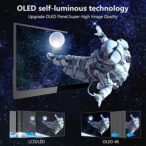 Hongo Portable Monitor 15.6" Oled 4K Laptop Monitor Travel Second Touch Screen With Bracket,100% Dci-P3, 100000:1, Usb C External Monitor For Laptop Pc Phone Mac Xbox Ps5/Ps4 Switch… #TOP1
