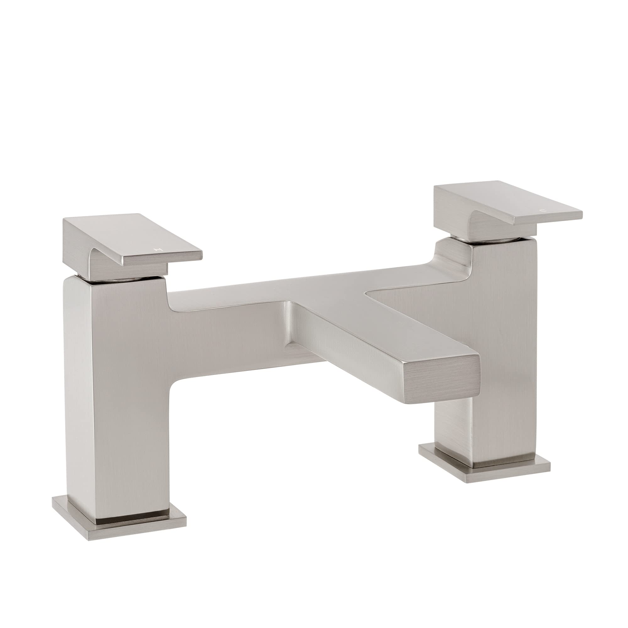 ENKI, Athena, BT0213, Brushed Nickel, Square Bath Mixer tap, Solid Brass, Easy Clean, Modern Design