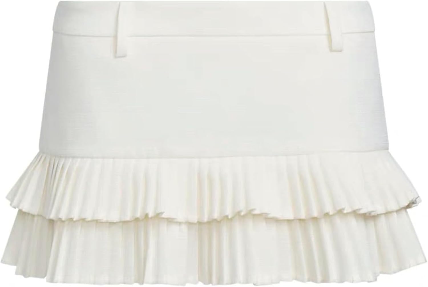 Pleated Skirts for Women Double Ruffle Mini Skirt Low Rise Sexy Pleated Skort for Going Out and Layered Ruffle Skirt