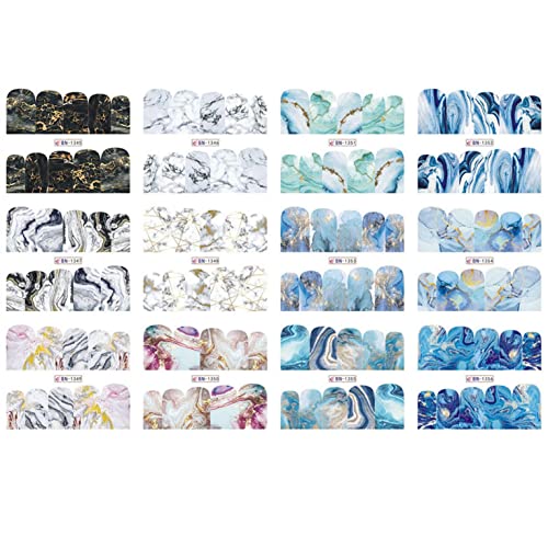 Nail Stickers 12 Styles Abstract Marbling Self Adhesive Nails Decal Diy Wraps Nail Art Lasting Waterproof Nails Polish Strips For Women Girls #TOP1