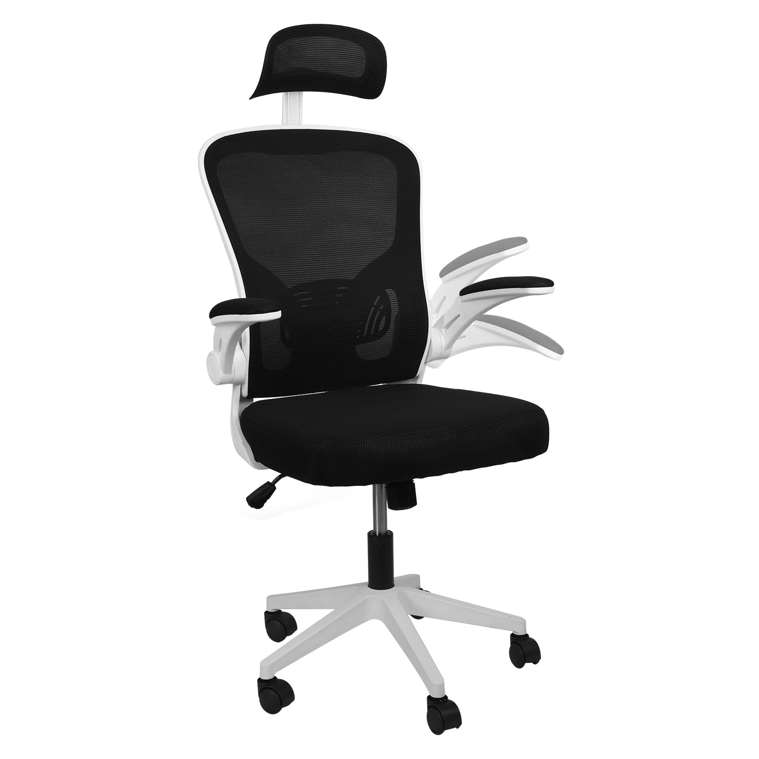 COZYBRITE Office Desk Chair Ergonomic with Back Lumbar Support Adjustable Headrest Flip-up Armrest Computer Swivel Mesh Chairs for Home Office (White)