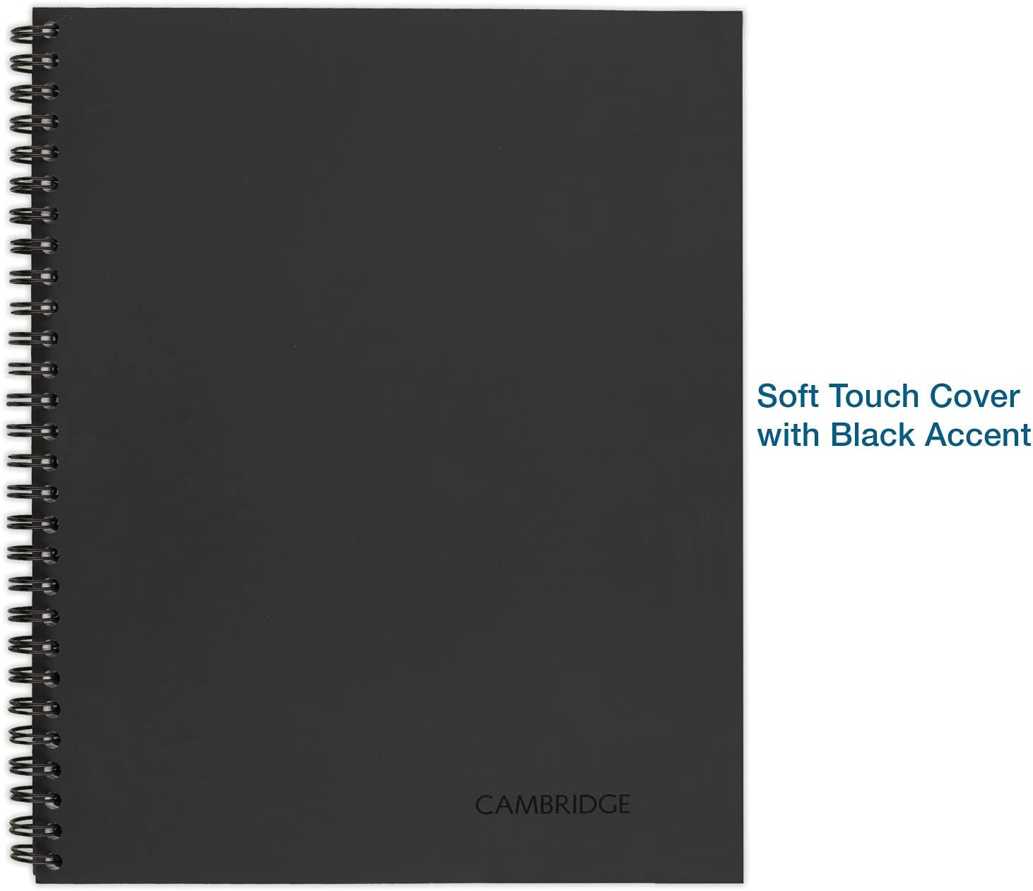 Cambridge 06132 Side Bound Guided Business Notebook, Linen, Meeting Notes, 11 x 8 1/4, 80 Sheets, Black