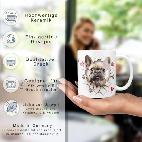 Hunde-Tasse: Französische Bulldogge hell | Frenchie | Liebe zum Haustier | Kaffee-Tasse | Geschenk für Hundeliebhaber Hundebesitzer | Geschenkidee | Keramik 330ml | French Buldog