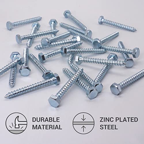 SKIR'CO (80 pcs) DIN 571 Zinc Plated Steel Hexagon Wood Screws M6 x 50 mm, Coach Screws, Hex Screw, Lag Bolts - Image 3