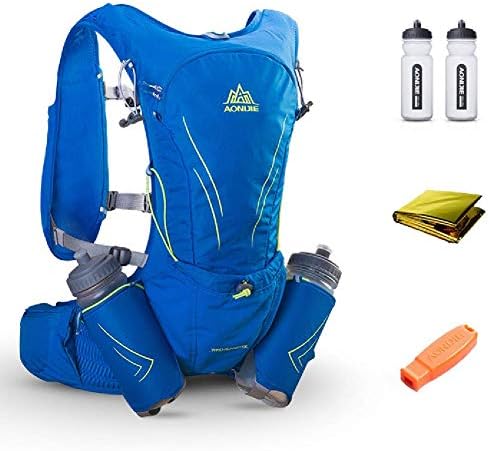Loluka Hydration Pack 15L Ultra Lightweight Running Vest Marathon Backpack Hydration Pack 2 Pcs 600 ML Water Bottle Adjustable Padded Shoulder Chest & Waist Straps Reflective Design Daypack