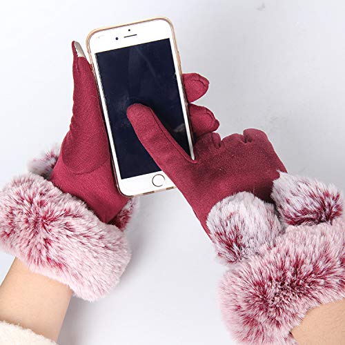 SHT Guanti da Donna, Guanti Touch Screen, Signore Guanti Dito Caldo, Guanti di Moda, Equitazione Guanti all'aperto (1 Coppia)