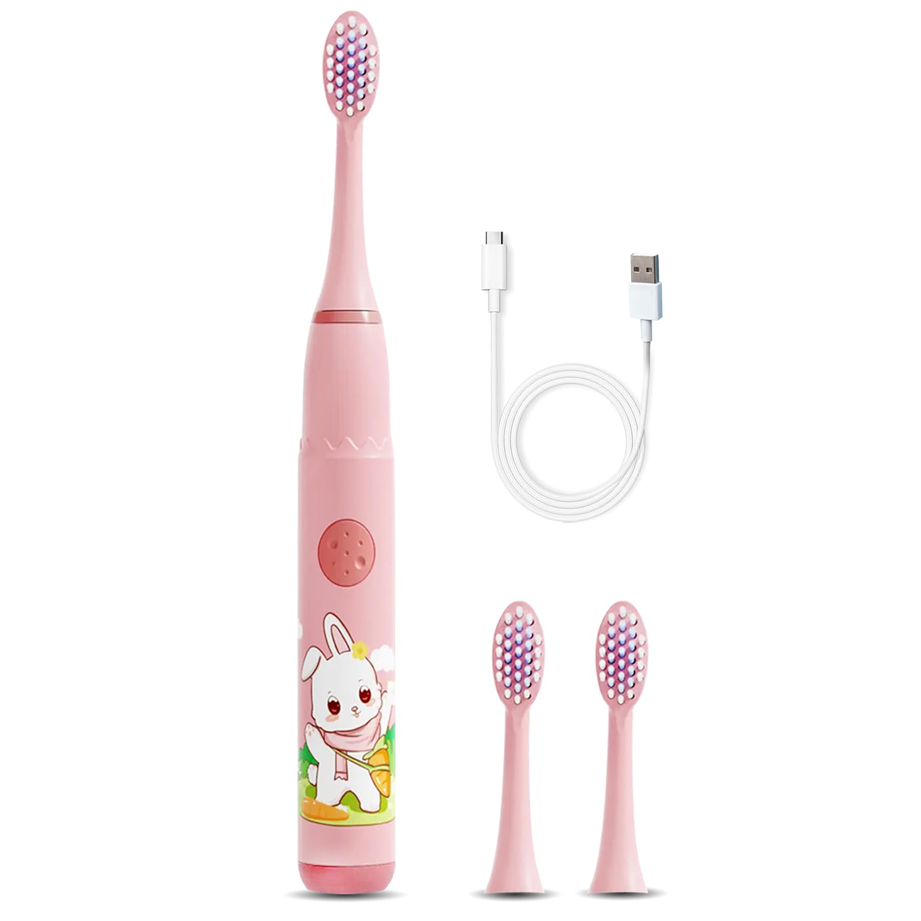 US1984 Sonic Electric Toothbrush For Adults and Kids with 4 Modes, 18000 Strokes per minute, 3 Brush Head, Soft Bristles, Waterproof, Rechargeable Lasting Up To 30 Days, Power Toothbrush (Pink)