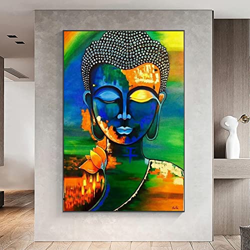 Toile bouddha coloré abstrait 70x100 cm sans cadre pour salon