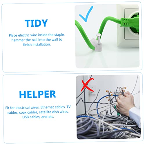 500 piezas de grapas para cables para gestión de cables, clips adhesivos para organizar cables en casa, oficina, pared y debajo del escritorio miniatura 7