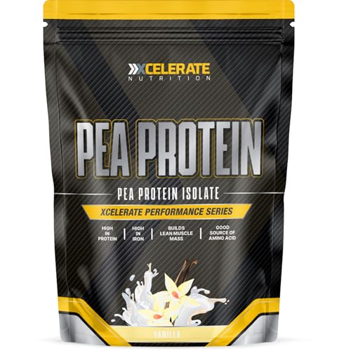 Pea Protein Powder - 100% Plant-Based Protein Isolate - Low Fat & Sugar - Supports Muscle Growth, Satiety & Digestive Health - Vegan & Gluten-Free - by XCelerate Nutrition (5Kg, Vanilla)