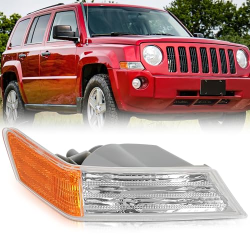 Nilight Front Turn Signals Light Clear Amber Lens Parking Day Running Marker Lights Compatible with 2007-2017 Jeep Patriot Passenger Side