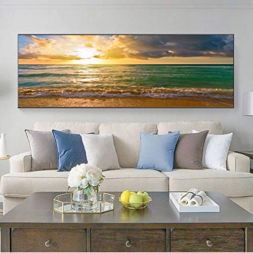 Impression sur toile mur art photo paysage marin haute definition de 50x150cm