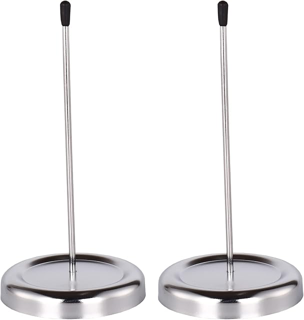 2 Pcs Receipt Spike - Paper Spike Receipt Holder, Silver Straight Rod Ticket Note Spike Check Desk Bill Spike, Reciept Spikes Stick with Round Stand Thick Spindle Rod for Restaurant Kitchen Office