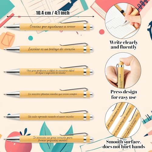 Cadeau enseignant espagnol : lot de 12 blocs-notes et stylos de merci