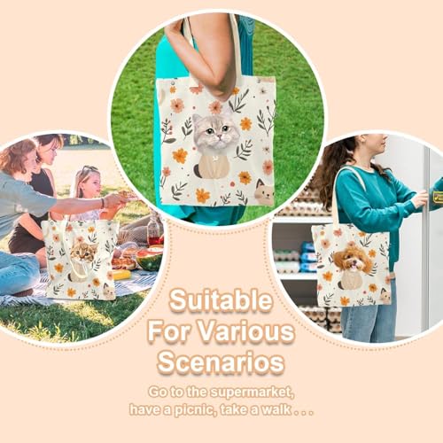 Bolsa portátil de lona con flores de gato para pasear con tu mascota pequeña 8