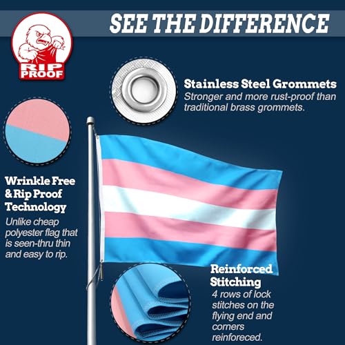 Bandera Transgénero Anley Duradera 3 Capas Doble Cara Rosa Azul Arcoíris LGBT 7
