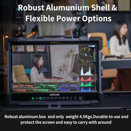 Image of ANDYCINE C215S 21.5 Inch Ultra Bright 1000nit 3G-SDI 4K HDMI Desktop Broadcast Monitor with Alumunium Case Enable the Awaveform,3D LUT Professional Color Calibrate Director's Monitor