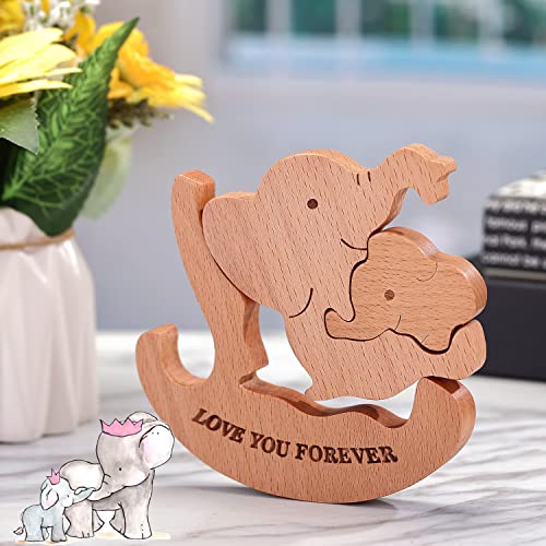 Mbl Elephant Statue Gifts For Women-Mom And Baby Elephant Lying On Rocking Chair-Gifts For New Mom-Mother Grandma Birthday Mothers Day Thanksgiving Christmas Anniversary New Year Valentines Home Décor #TOP1