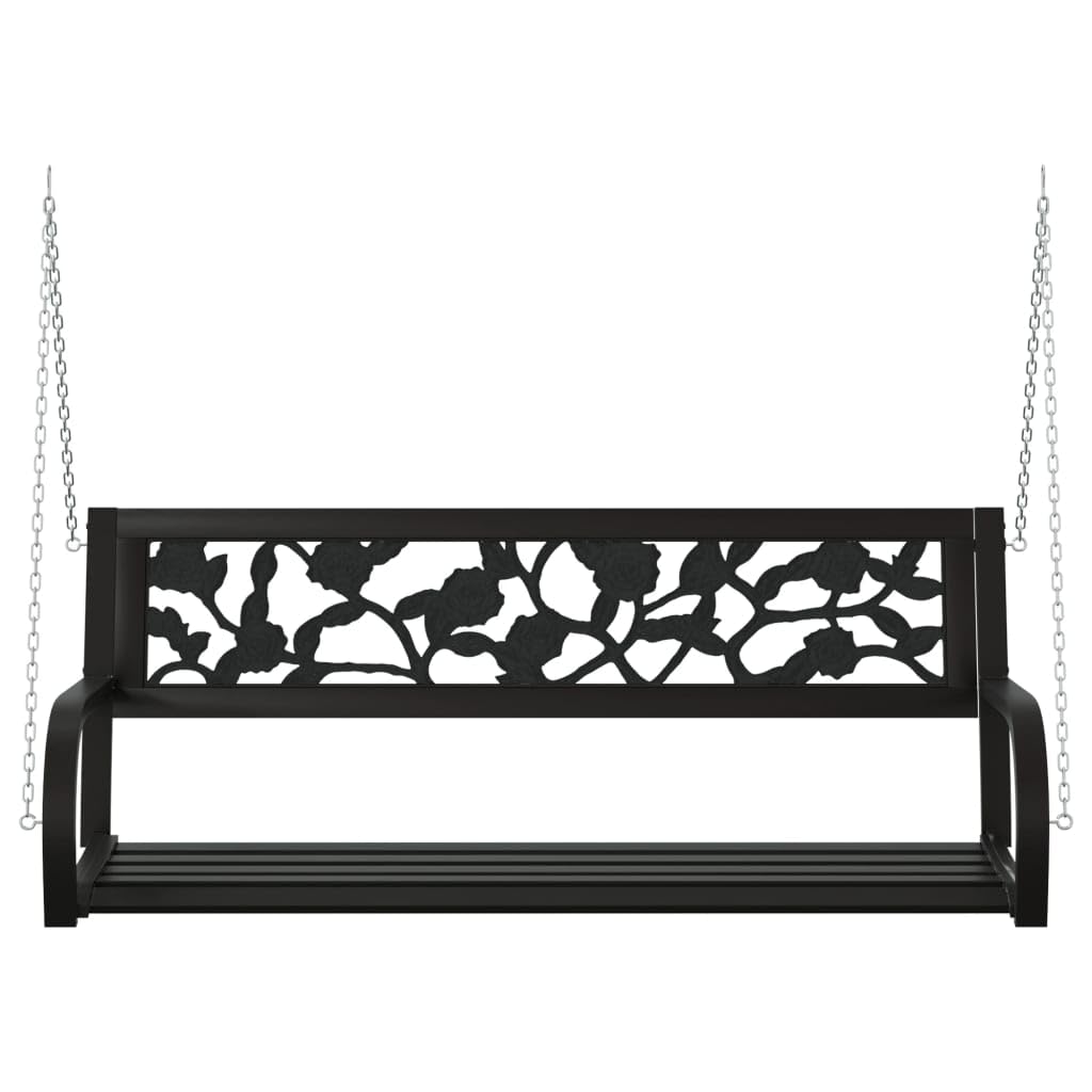 Genérico Banco balancín de jardín 125 cm Acero y plástico Negro,Mobiliario,Muebles de jardín,Asientos de Exterior,Bancos de jardín-317145