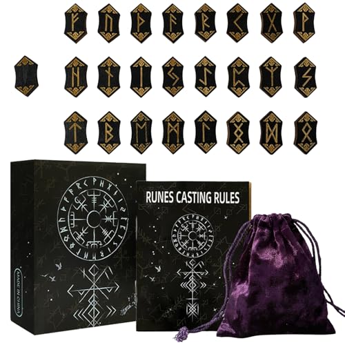 Runas de Madera | Juego de runas de Madera con guía | Símbolo de energía Tallado...