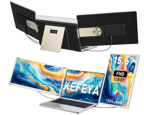 Image of KEFEYA Laptop Screen Extender 15.6 inch, Portable Triple Monitor for Laptops 13-17.3 inch, FHD 1080P 120% sRGB 235 Rotation Detachable Laptop Monitor Extender for Windows /Mac /Dex /Chrome /Surface, Plug n Play