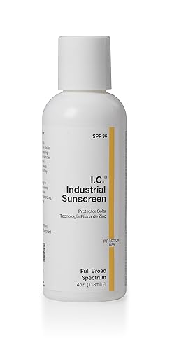 I.C. Protector solar industrial a base de minerales SPF 36, protección física de zinc de amplio espectro, 80 minutos resistente al sudor y al agua,
