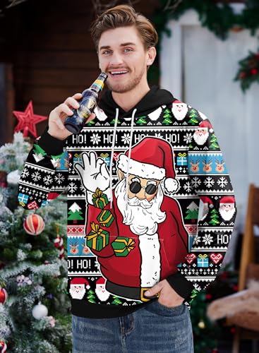 Arvilhill Mens Ugly Christmas Hoodies 3D Printed Graphic Long Sleeve Unisex Pullover (S-3XL)3