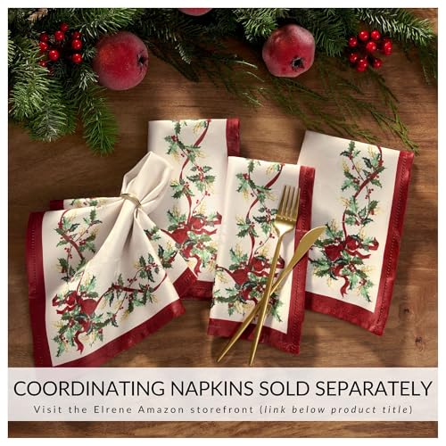Elrene Home Fashions Villeroy & Boch Winter Bows & Garland Christmas/Holiday Tablecloth, 60"x84" Oval by Elrene - Image 4