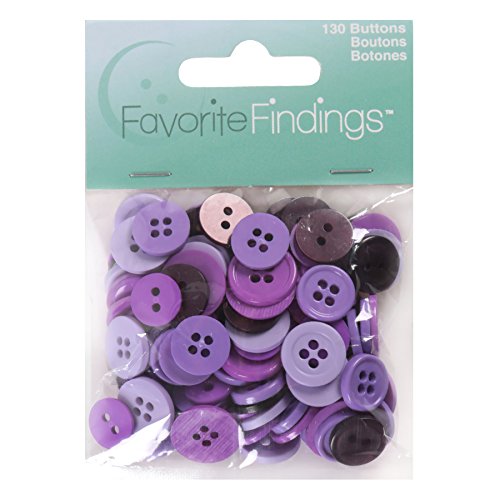 C.R. Gibson Blumenthal Lansing Favorite Findings Buttons, Purple, Assorted, 130-Pack, Various Shades of Purple & Pearlized