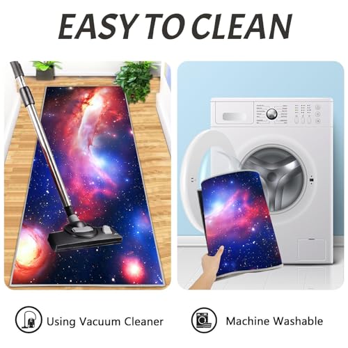 Juego de tapetes de cocina JEDTAKCT antimanchas absorbentes alfombras para suelo de pasillo azul 7
