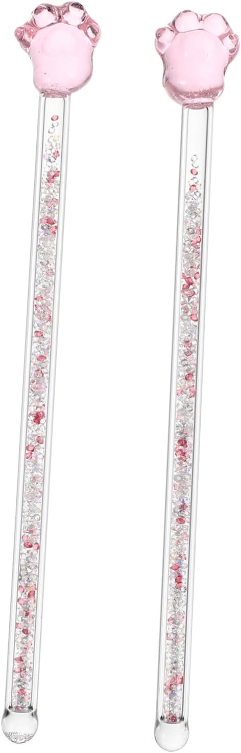 2pcs Creative Glass Stirring Sticks for Cocktails and Juices Handle Swizzle Sticks Cute Design for Mixing Beverages Reusable and Sturdy Drink Mixer